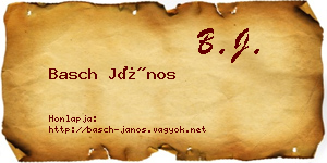 Basch János névjegykártya